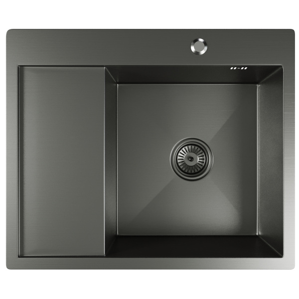 Мойка настол.монтаж 60х50 (3,0) прав. вып 3 1/2  MIXLINE PRO с ФАСКОЙ 20см с сифоном (черный графит)