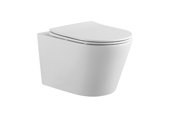 Унитаз подвесной безободковый AQUATEK ВЕГА 525*360*320 мм, белый матовый, горизонтальный выпуск, тонкое сиденье с механизмом плавного закрывания, крепеж AQ1905-MW