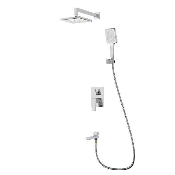 Душевая система Splenka S01.27 для ванны и душа встраиваемая на 3 режима поворотный излив 17 см, хром