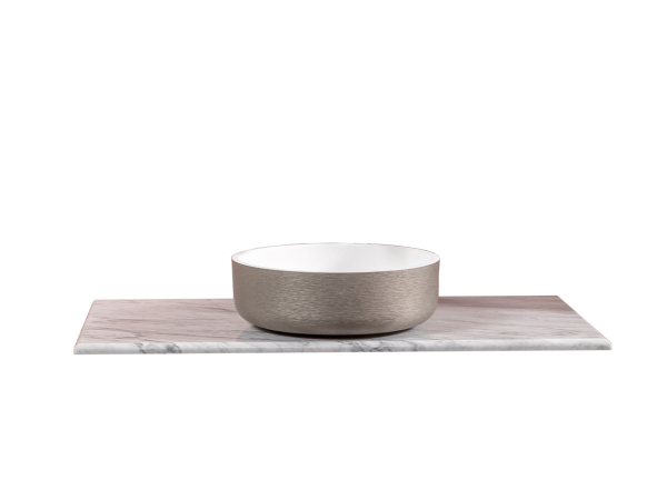 Столешница мрамор 101см Bianca Carrera под накладную раковину смесак сзади