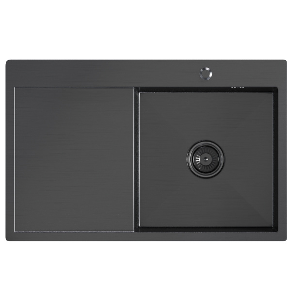 Мойка настол.монтаж 78х50 (3,0) прав. вып 3 1/2  MIXLINE PRO С ФАСКОЙ 20см с сифоном (черный графит)