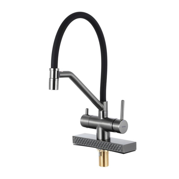 Смеситель для кухни с водопадом оружейная сталь GAPPO G4098-9