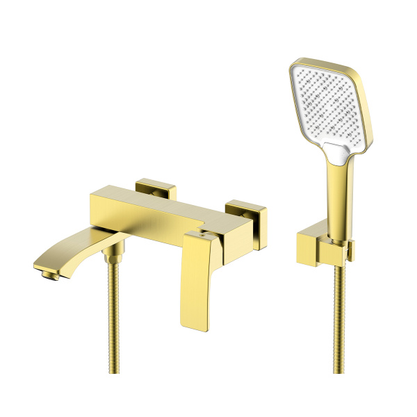 Смеситель Raglo для ванны и душа настенный излив поворотный 15 см, сатин золотой R01.30.03