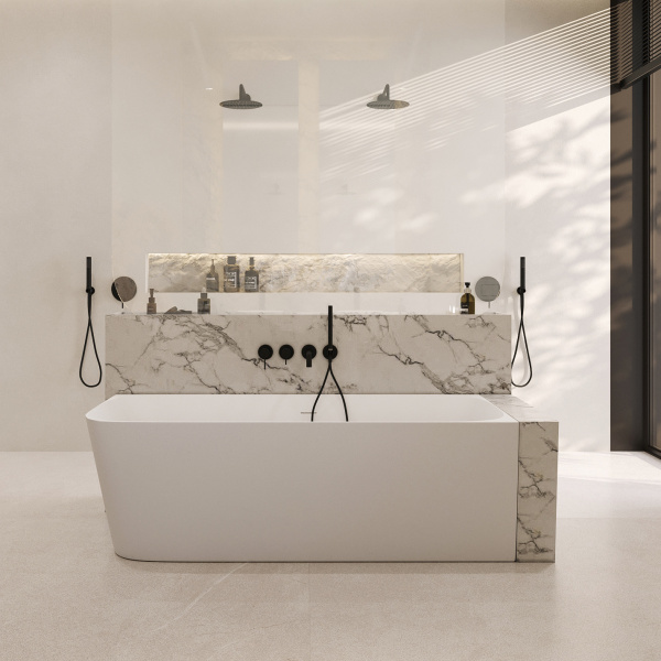 Ванна из искусственного камня ABBER Stein AS9621-1.7 R белая матовая