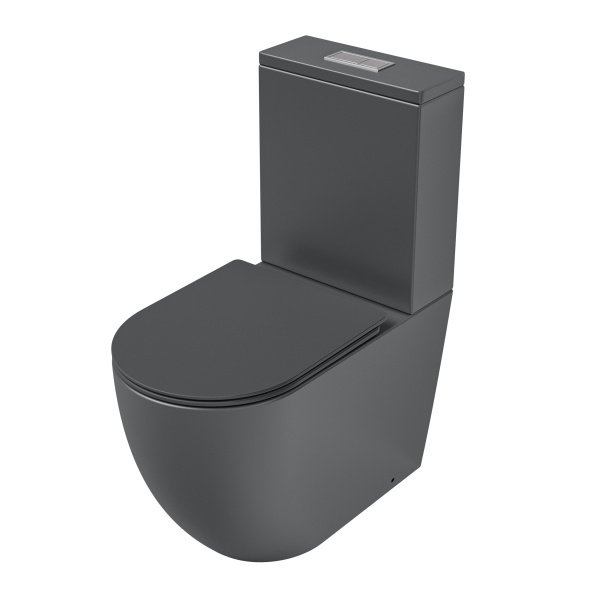 Унитаз напольный Grossman (640х360х835) безободковый,серый матовый с тонкой крышкой,микр GR-4494GMSQ