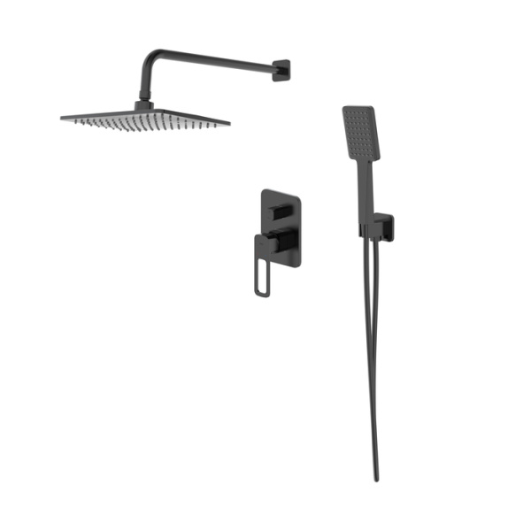 Душевая система скрытого монтажа с тропическим душем и ручным душем, черный матовый, Slide, IDDIS, SLIBL02i67