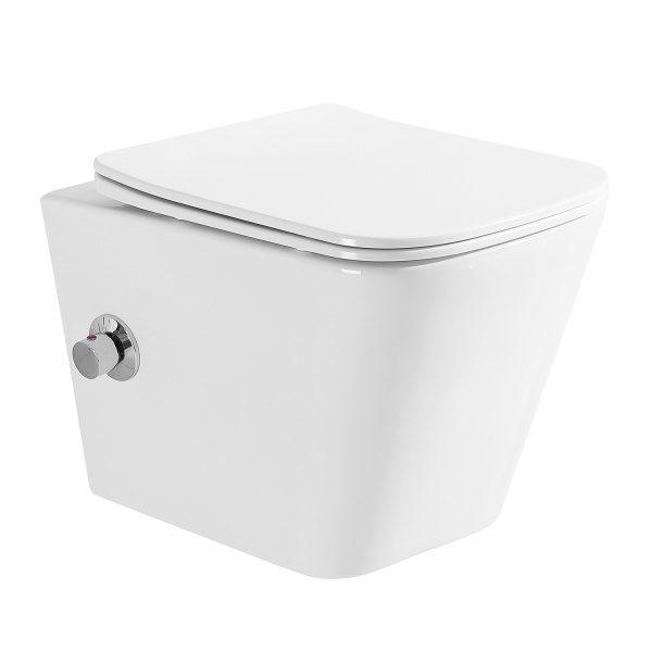 Унитаз подвесной Azario Hugo 350х480х363 c функцией биде, безободковый, с быстросъемным сиденьем микролифт () AZ-10007