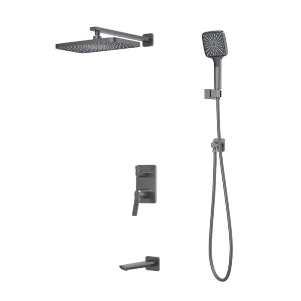 Встраиваемая система с тропическим, ручным душем и изливом, матовый графит, Parker, IDDIS, PARGM03i68