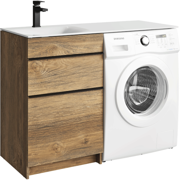 Напольная тумба под стиральную машину с двумя ящиками 115 см, цвет дуб балтийский