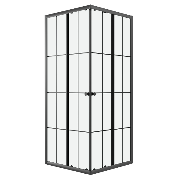 Душевое ограждение Niagara Eco (100х100х190) квадрат,раздвижное,черный,стекло клетка,1 место NG-1010-14QKL 