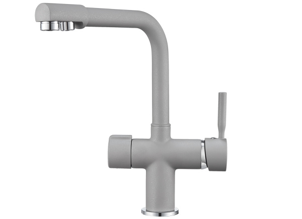 Смеситель для кухни однорыч. АЛЮМИНИУМ, с подкл. для питьевой воды, GRANULA