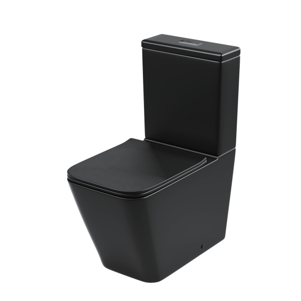 Унитаз напольный Grossman (640х360х830) безободковый,черный матовый с тонкой крышкой,микр GR-4445BMS