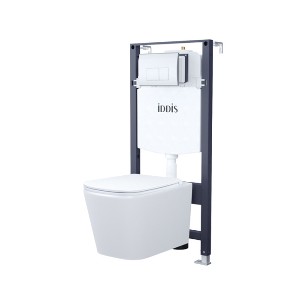 Комплект 3в1: подвесной унитаз, инсталляция и клавиша смыва, IDDIS, BASBI01i73