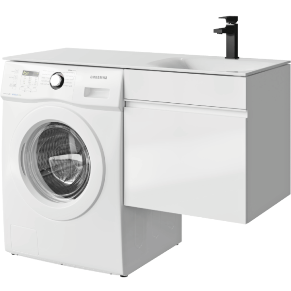 Подвесная тумба под стиральную машину с одним ящиком 115 см, цвет белый