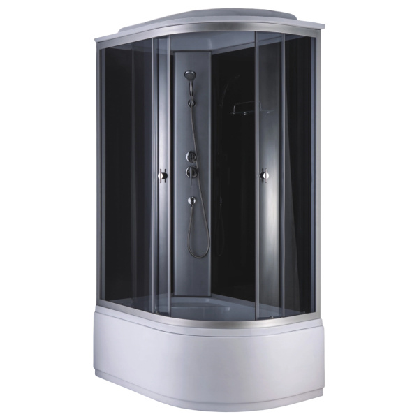 Душевая кабина Loranto 1180x780x2150 левосторонняя, черное заднее стекло, поддон 40 см, тонированное стекло 4 мм, профиль хром матовый () CS-886EATM/B-120