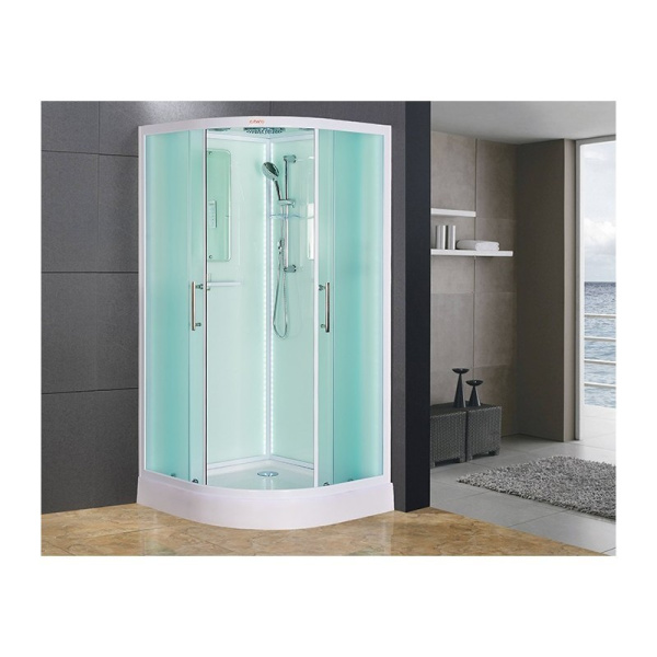 Кабина полукруглая с крышей и LED освещением  ES-L100CR.     Размер: 100 х 100 х 210