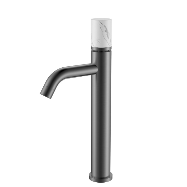 Смеситель STICK для умыв.выс.SHINE GUN METAL MRAMOR WHITE_Комплект