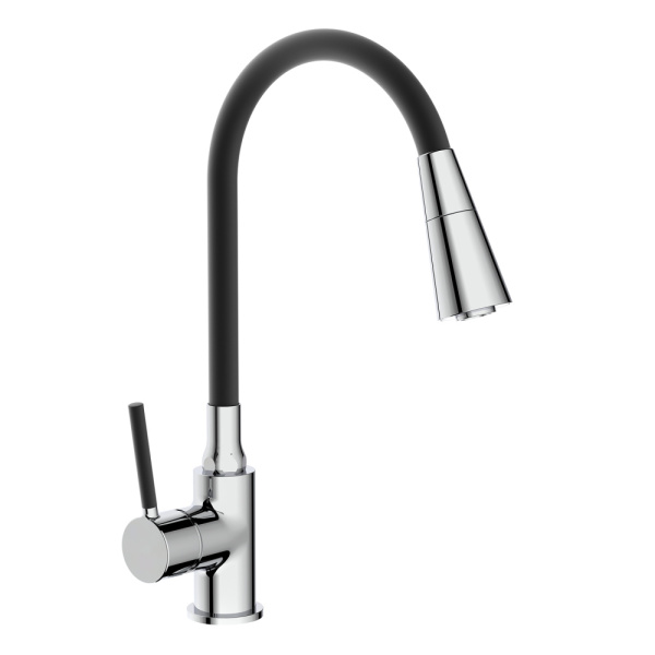 Смеситель для кухни чёрный хром FRAP F4044