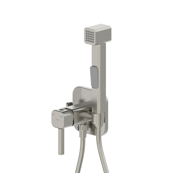 Встраиваемый смеситель с гигиеническим душем, сатин, IDDIS, 004BNS0i08