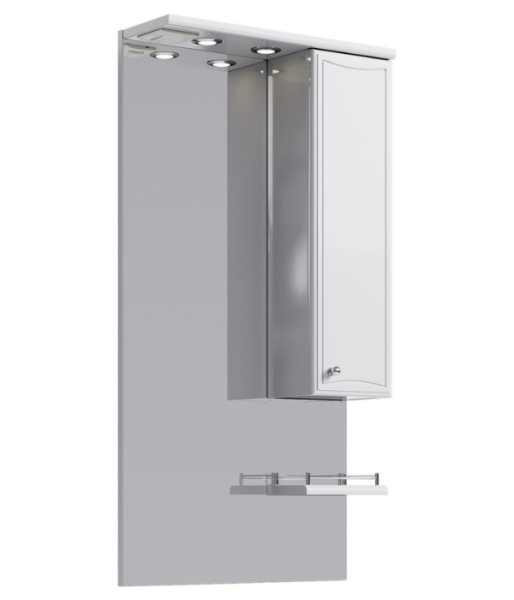 Зеркало с полочкой, шкафчиком, а также светодиодной подсветкой,включателем и розеткой