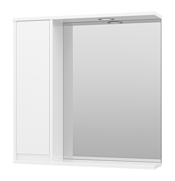 Зеркало с 1 шкафчиком Алиса - 75 белое левое