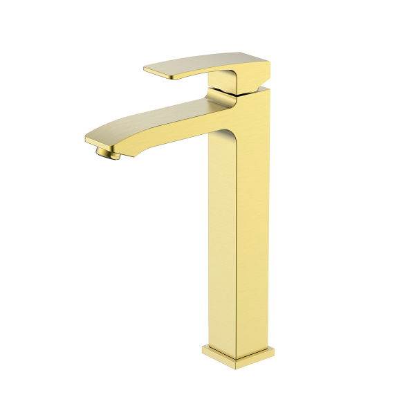 Смеситель Raglo для раковины высокий монолитный, сатин золотой R01.15.03