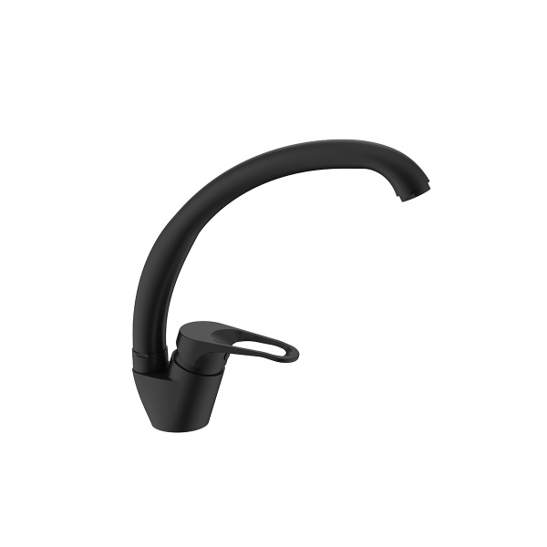 Смеситель Splenka S202.41.06 для кухни низкий С-образный поворотный излив, черный