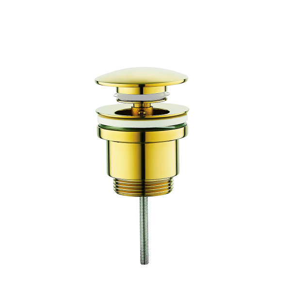 Донный клапан для раковины Raglo без перелива (клик-клак), латунь, золото R600.01.23 в магазинах СантехГид