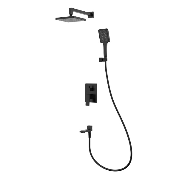 Душевая система Splenka S01.27.06 для ванны и душа встраиваемая на 3 режима поворотный излив 17 см, черный