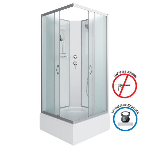 Душевая кабина Niagara Classic NG-1108-14BK (90х90х200) средний поддон(26см),стекло матовое,4 места с полкой