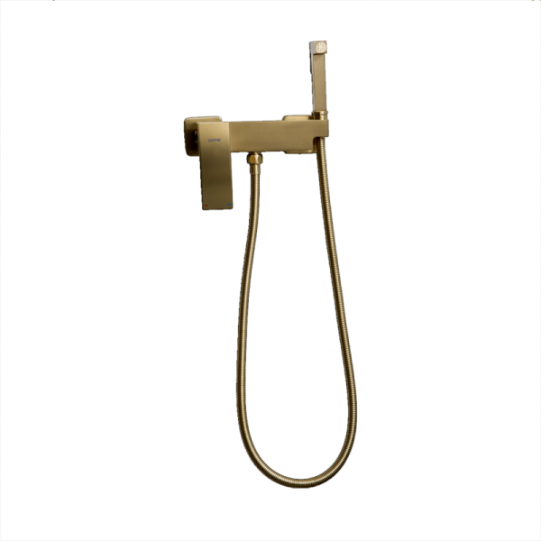Смеситель для душа с гигиенической сатин золотой GAPPO