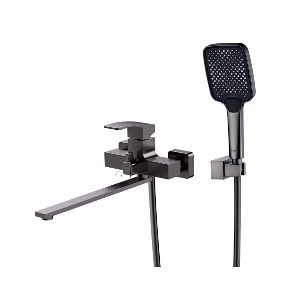 Смеситель Raglo для ванны и душа универсальный поворотный излив 35 см, графит R01.22.09