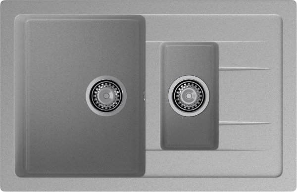 GRANFEST Мойка композит QUADRO GF-Q--775KL 1.5-чаш+крыло 775*500мм   серый арт.GF-