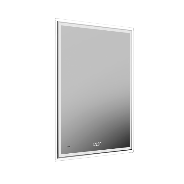 Зеркало Tecno/Текно c LED 60 с подсветкой, с функцией антизапотевание, белое глянцевое 