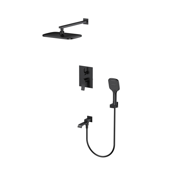 Душевая система Splenka S31.27.06 для ванны и душа встраиваемая на 3 режима поворотный излив 18 см, черный