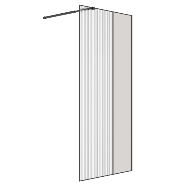 Душевая перегородка Niagara Nova (100х200) черный матовый,стекло рифленое/тонированное,1 место NG-481-10FBLACK 