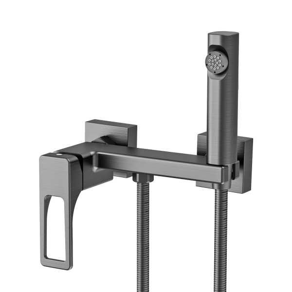 Смеситель Splenka настенный с гигиеническим душем графит