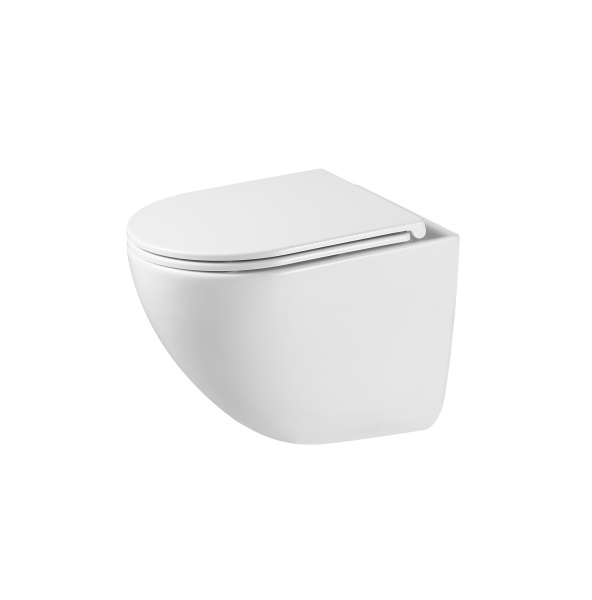 Унитаз подвесной Grossman (495х360х390) безободковый,белый с тонкой крышкой,микролифт GR-4455SQC