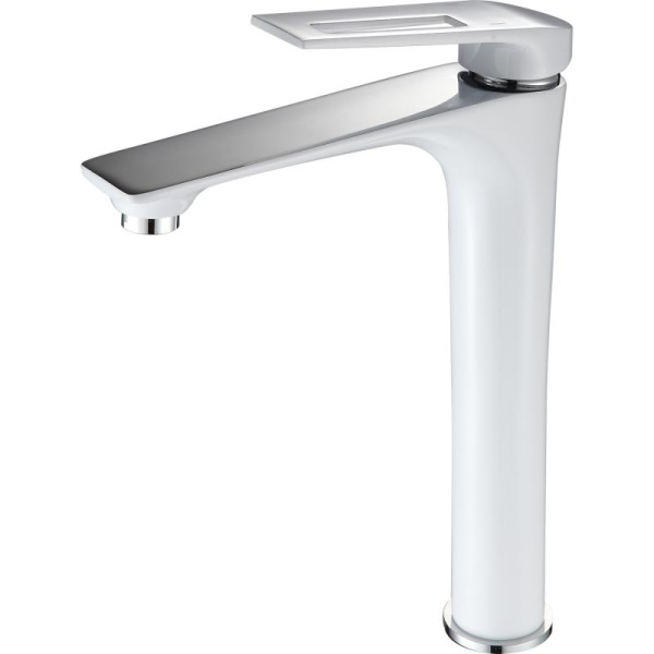 Смеситель для раковины высокий белый хром FRAP