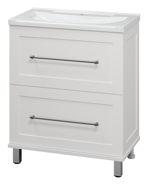 Марта - 70 Тумба напольная белая эмаль (глянец) + раковина