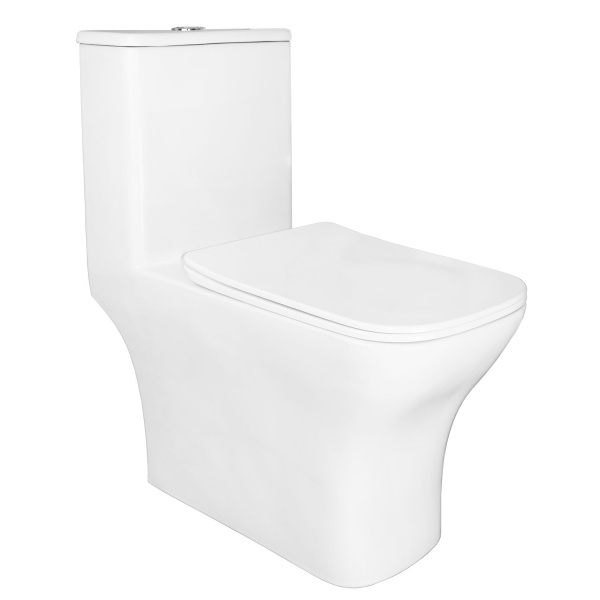 Унитаз моноблок с функцией биде Azario Lodi 350х665х750 напольный, безободковый, горизонтальный слив, сиденье дюропласт микролифт () AZ-8617B