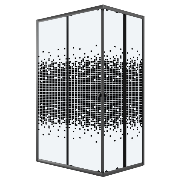 Душевое ограждение Niagara Eco (100х80х190) прямоугольник,раздвижное,черный,стекло мозаика,1 место NG-1018-14QBLACK 