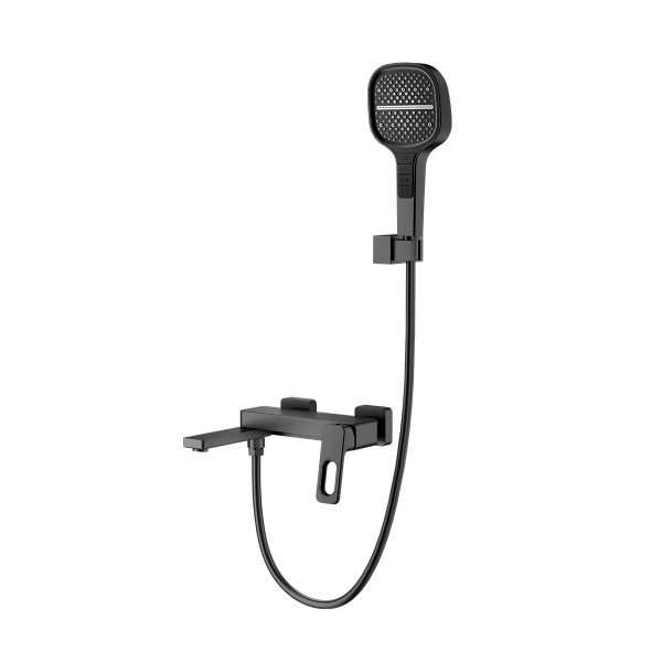 Смеситель Raglo для ванны и душа настенный излив поворотный 15 см,графит R51.30.09