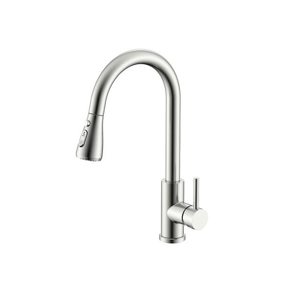 Смеситель Splenka S203.49.05 для кухни 2-х режимный  поворотный выдвижной излив, сатин