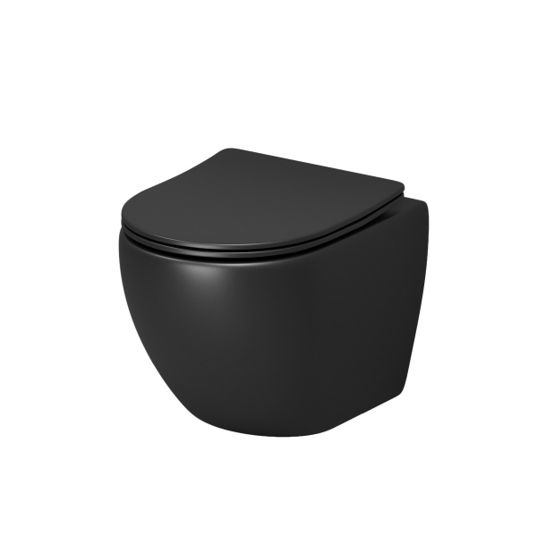 Унитаз подвесной Grossman Color (490х370х360) безободковый,черный матовый GR-4455BMS