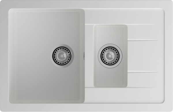 GRANFEST Мойка композит QUADRO GF-Q--775KL 1.5-чаш+крыло 775*500мм   иней арт.GF-