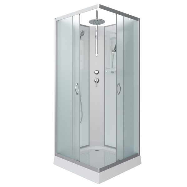 Душевая кабина Niagara Classic NG-1101-14BKT (90х90х210) низкий поддон(13см),стекло матовое,3 места с полкой