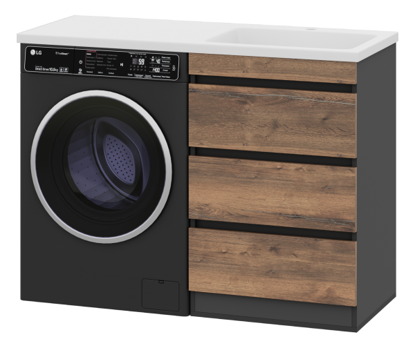 Тумба Misty Коломбо 60 под стиральную машину с раковиной Эстет Даллас 120 левая