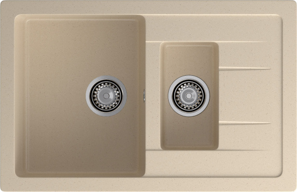GRANFEST Мойка композит QUADRO GF-Q--775KL 1.5-чаш+крыло 775*500мм, кашемир