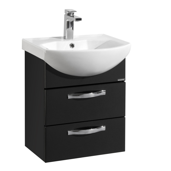 Тумба под раковину AQUATON Ария 50 М чёрный глянец 1A140001AA950